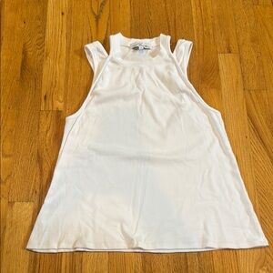Red Heart White Sleeveless Tank Top Cut Out Shoulders Womens M